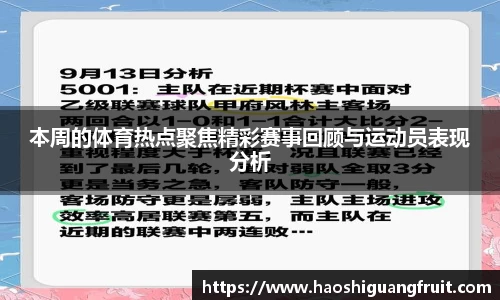 本周的体育热点聚焦精彩赛事回顾与运动员表现分析